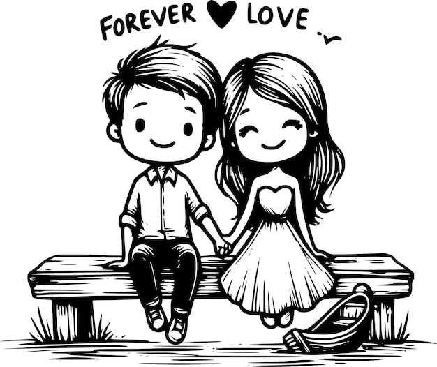 Photo charming wedding and love cartoon illustrations featuring romantic moments and just married couples