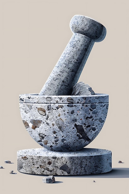 Charoset Mortar and Pestle With Texture of Granite Stone Col Illustration Trending Background Decor