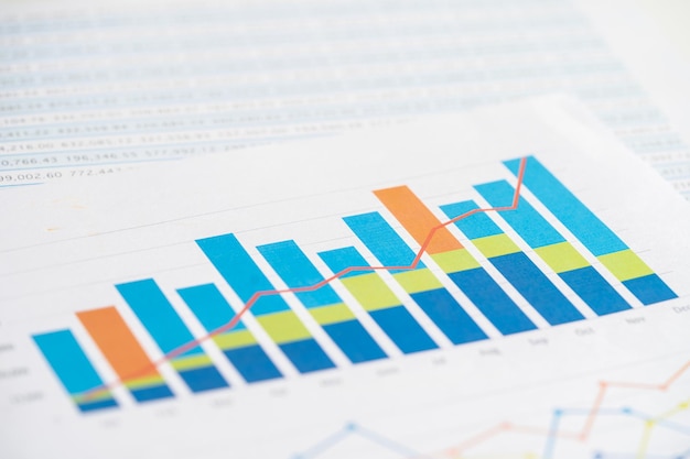 Chart or graph paper Financial account statistics and business data concept