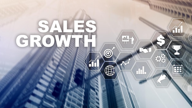 Chart growth concept Sales increase marketing strategy Double exposure with business graph