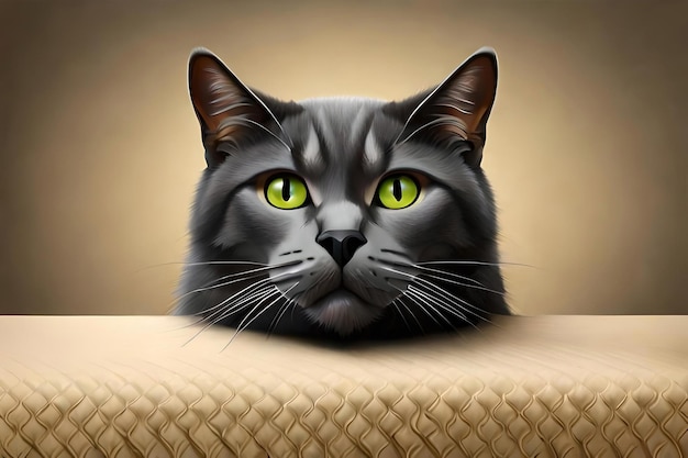 Chartreux cat on beige background