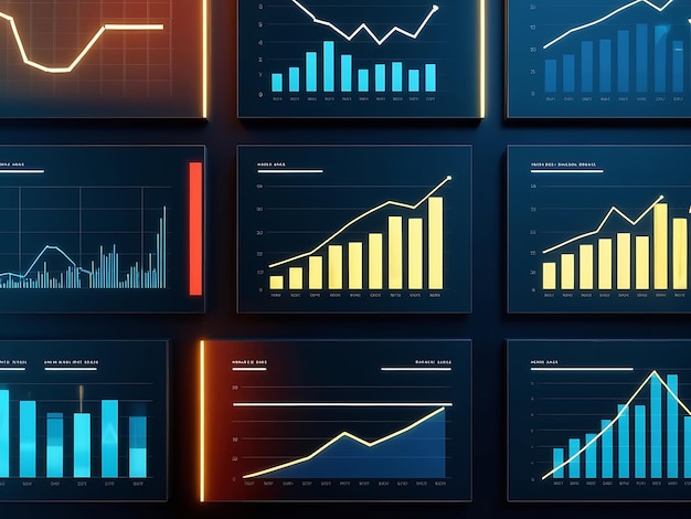 Photo charts and graphs reflecting data insights and statistics analysis