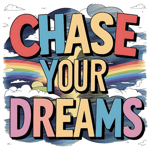 Photo chase your dreams tshirt design motivational quote illustartiontypographybannerposter