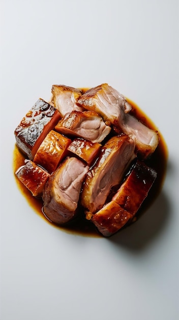 Photo chashu japanese braised pork belly isolation on white background