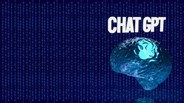 Photo the chat gpt text and brain for technology concept 3d rendering