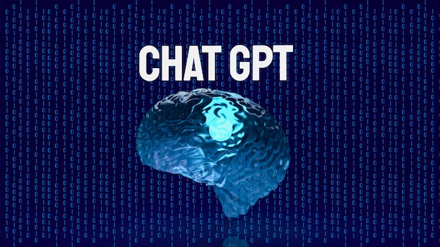 The chat gpt text and brain for technology concept 3d rendering