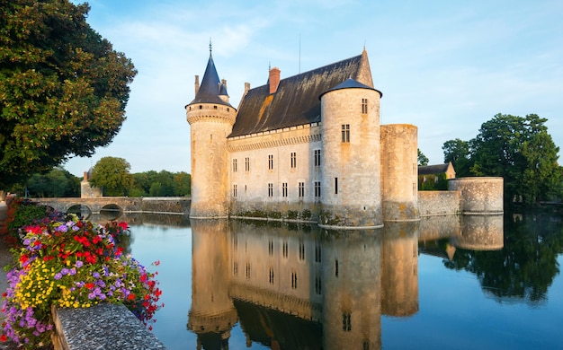 The chateau of SullysurLoire at sunset France