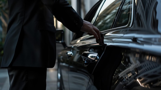 Photo the chauffeur opening car door