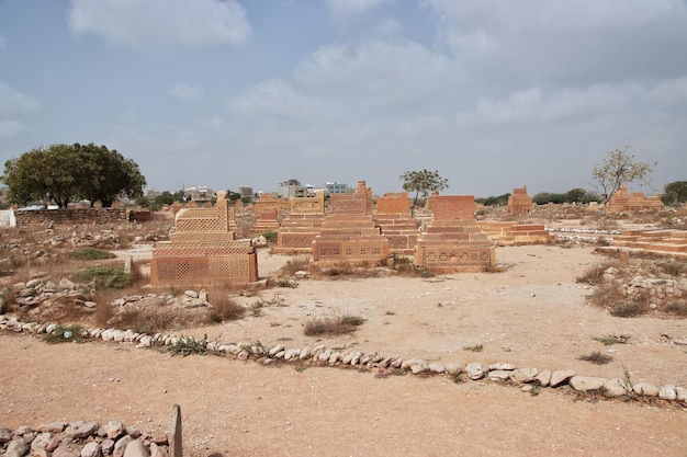 Chaukhandi vintage tombs close Karachi in Pakistan