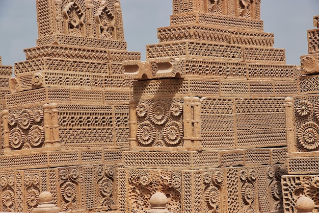 Chaukhandi vintage tombs close Karachi in Pakistan