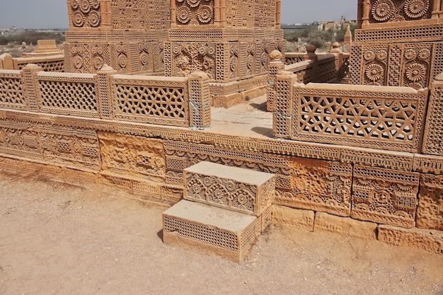 Chaukhandi vintage tombs close Karachi in Pakistan