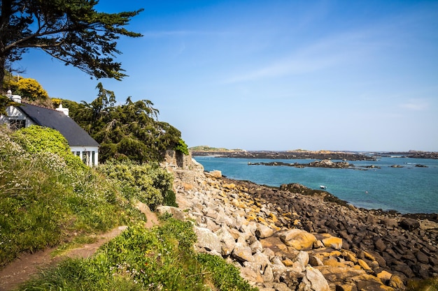 Chausey island landscape and coast Brittany France