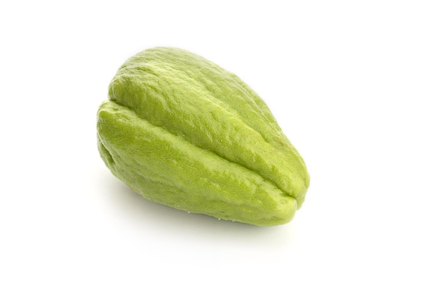 Chayote fruit isolated on white background. Sechium edule