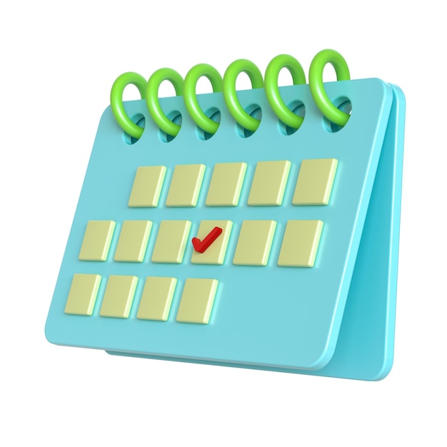 Check Marks on Calendar 3D Rendering