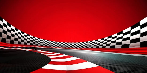 Photo a checkered race track with a flag on it