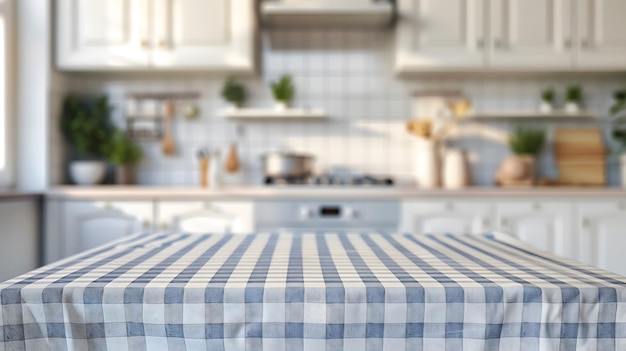 Checkered Tablecloth in Bright White Kitchen