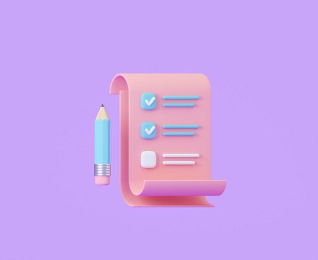 Checklist on violet background