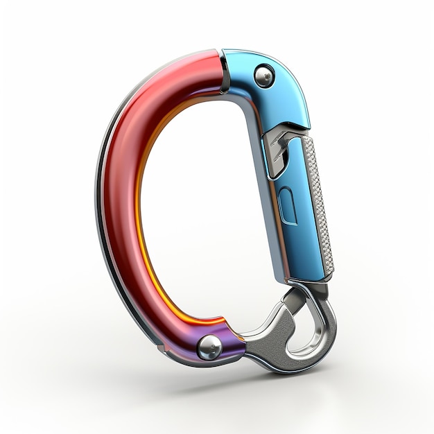 Cheerful 3D Cartoon Carabiner Clip on White Background