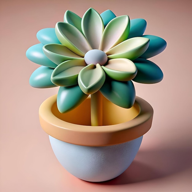 A cheerful 3D stylized flowerpot icon perfect for adding a touch of nature to your designs