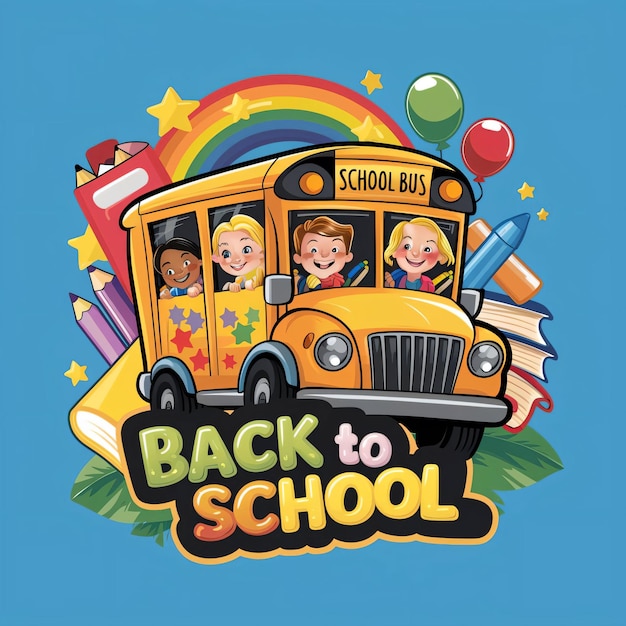 Cheerful BacktoSchool Logo Featuring a Vibrant School Bus _2