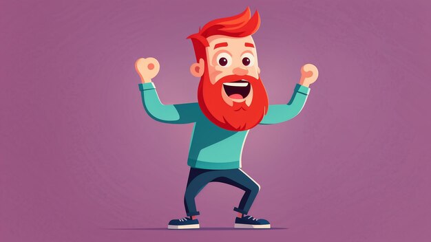 Photo cheerful bearded man dancing vector illustration in cartoon style