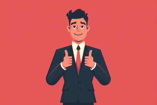 Photo cheerful businessman giving thumbs up