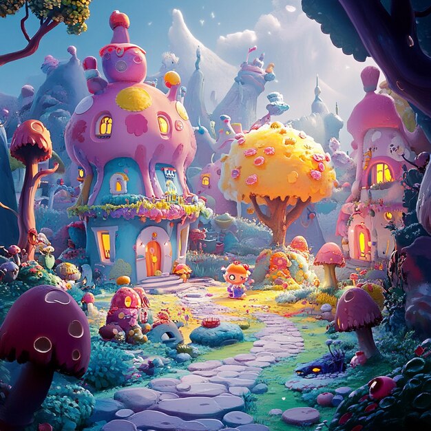 Photo cheerful cartoon adventure in a fantasy world