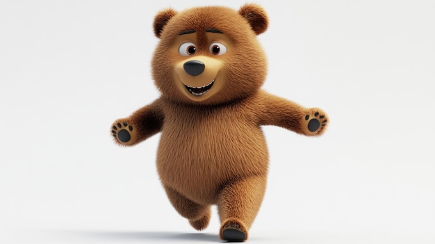 Photo a cheerful cartoon bear character running playfully