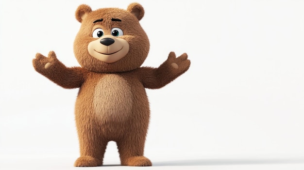 Photo a cheerful cartoon bear character with a friendly expression and open arms