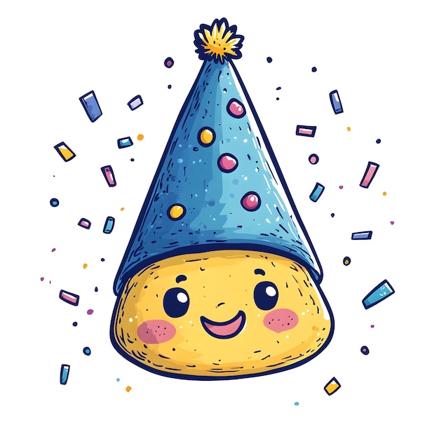 Photo cheerful cartoon birthday party hat with colorful confetti