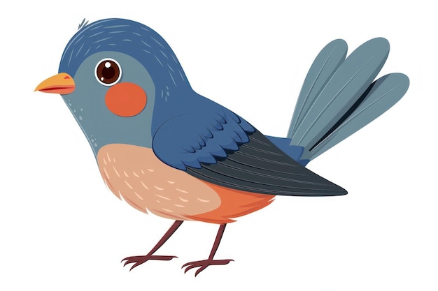 Cheerful Cartoon Blue Bird with Vibrant Colors on a Branch Generative ai