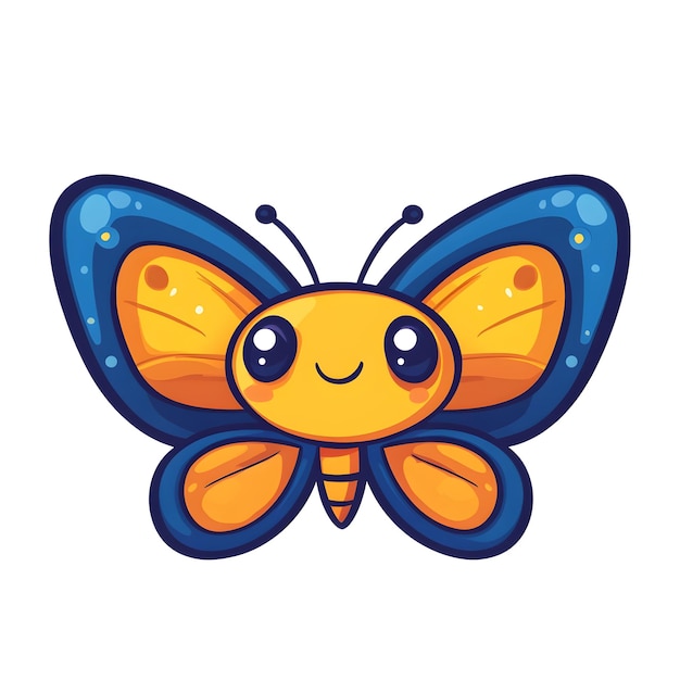 Cheerful Cartoon Butterfly with Clean White Background