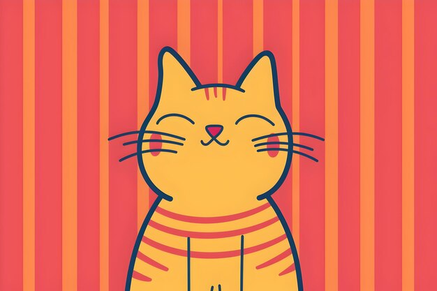 Photo cheerful cartoon cat character in vibrant striped design