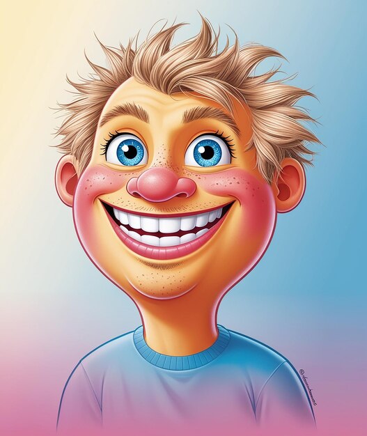 Photo cheerful cartoon man smiling