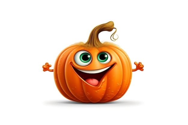 Cheerful Cartoon Pumpkin Transparent Background AI