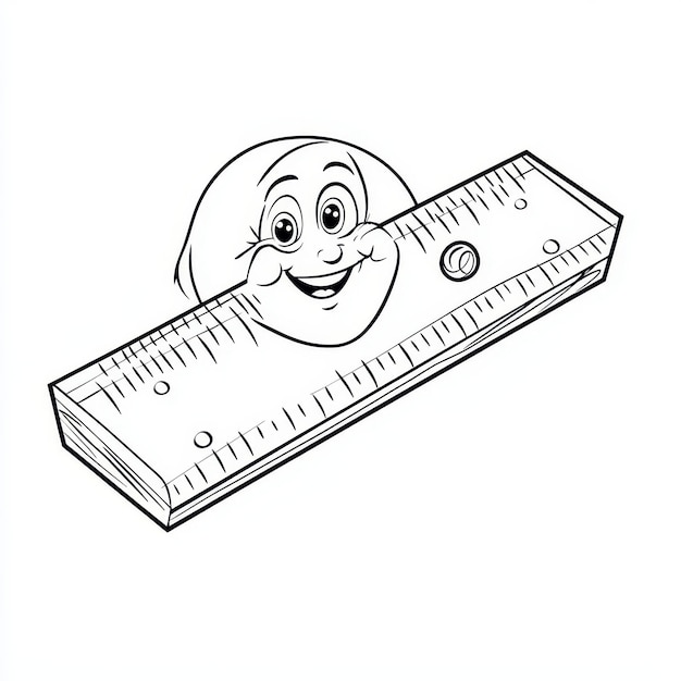 Photo a cheerful cartoon ruler with a smiling face perfect for educational materials and children39s art p