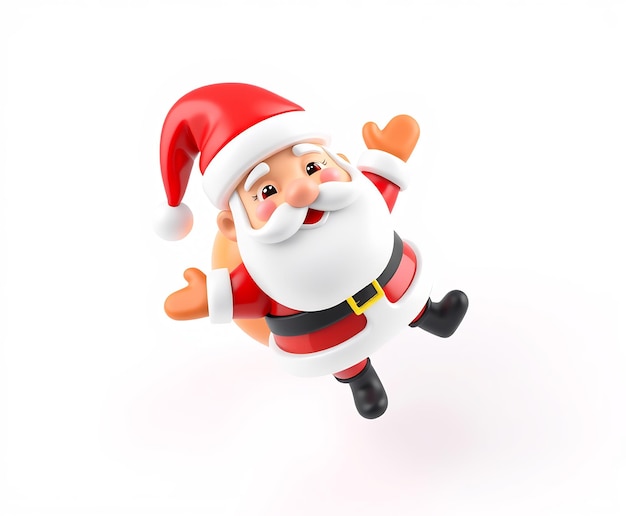 Cheerful cartoon Santa Claus in red suit with a white beard and hat