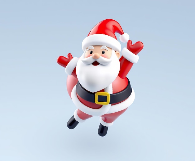 Cheerful cartoon Santa Claus in red suit with white beard