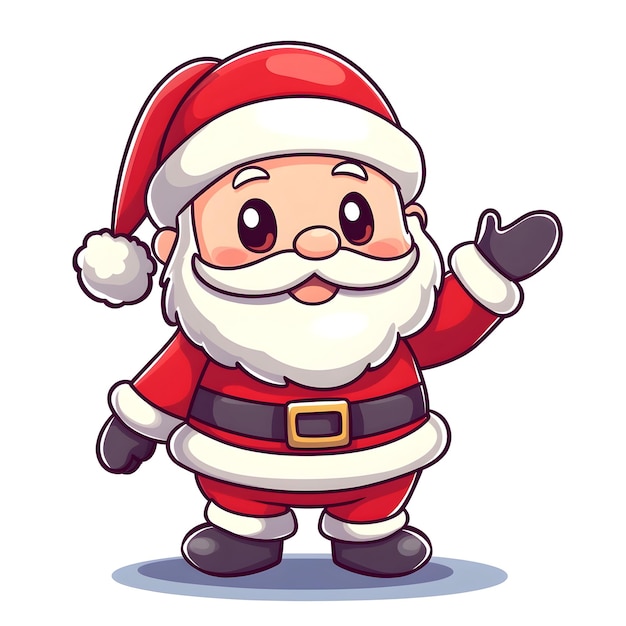 Photo cheerful cartoon santa claus with colorful lines and white background