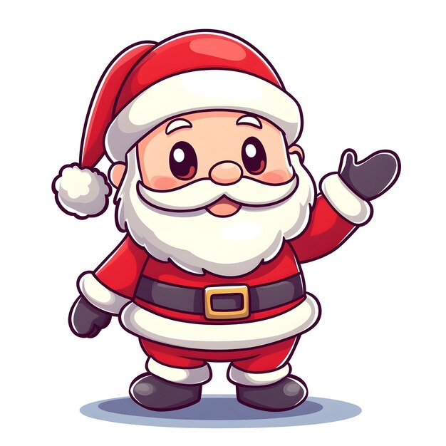 Photo cheerful cartoon santa claus with colorful lines and white background