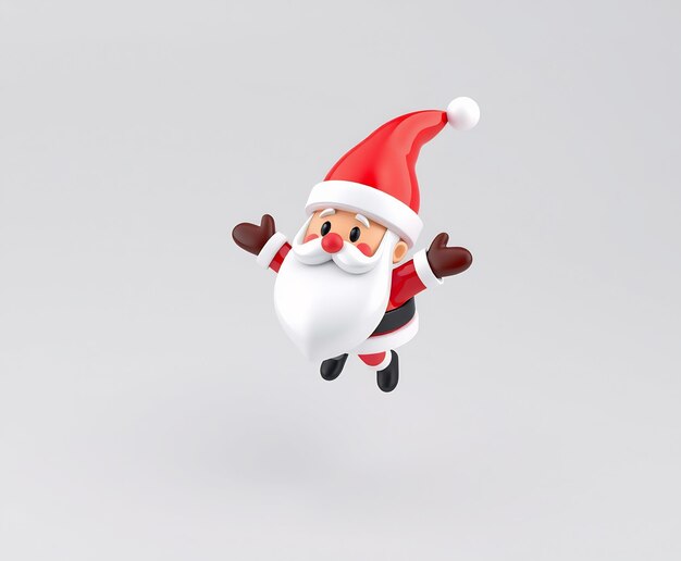 Cheerful cartoon Santa Claus with white background