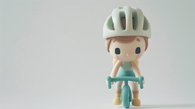 Cheerful Clay Cyclist with Helmet on Plain White Background