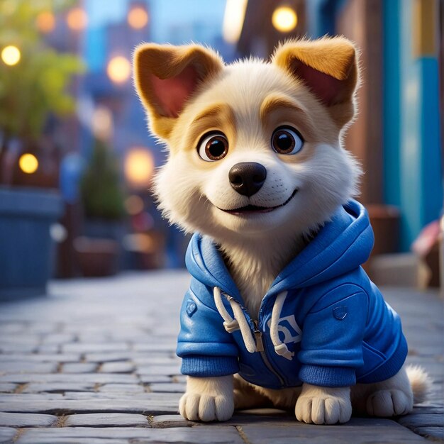 Cheerful Corgi Dog Wearing A Blue Jacket Generated By AI