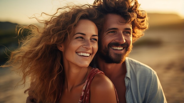 Cheerful couple on beach holiday