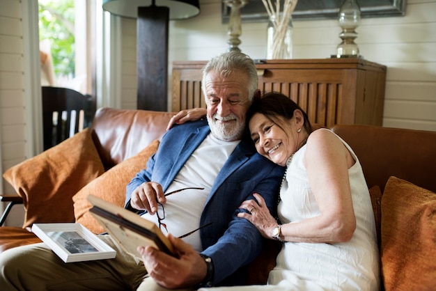 A cheerful couple is spending time together