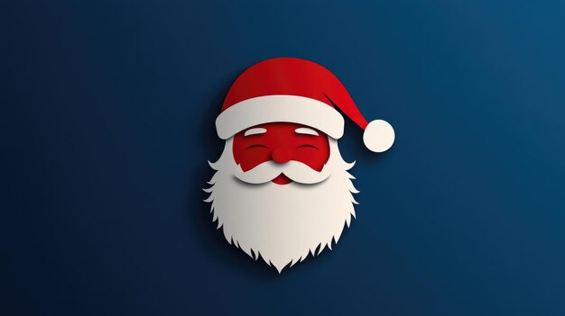 Photo cheerful cut illustration of santa claus with a red hat and white beard on a blue background