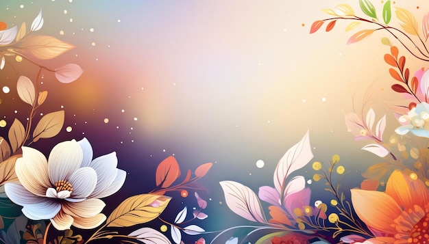 Cheerful and elegant design featuring colorful flowers and golden abstract floral background