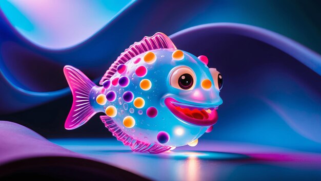 Photo a cheerful fish sculpture illuminates the colorful backdrop