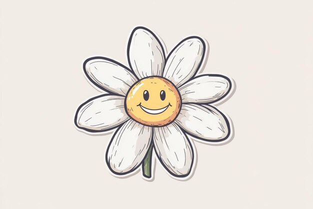 Photo cheerful flower with a smiley face illustration radiating positive energy and joy