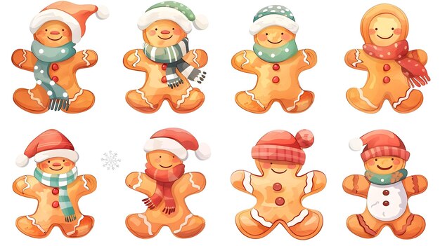 Photo cheerful gingerbread cookie figures representing the joy of christmas